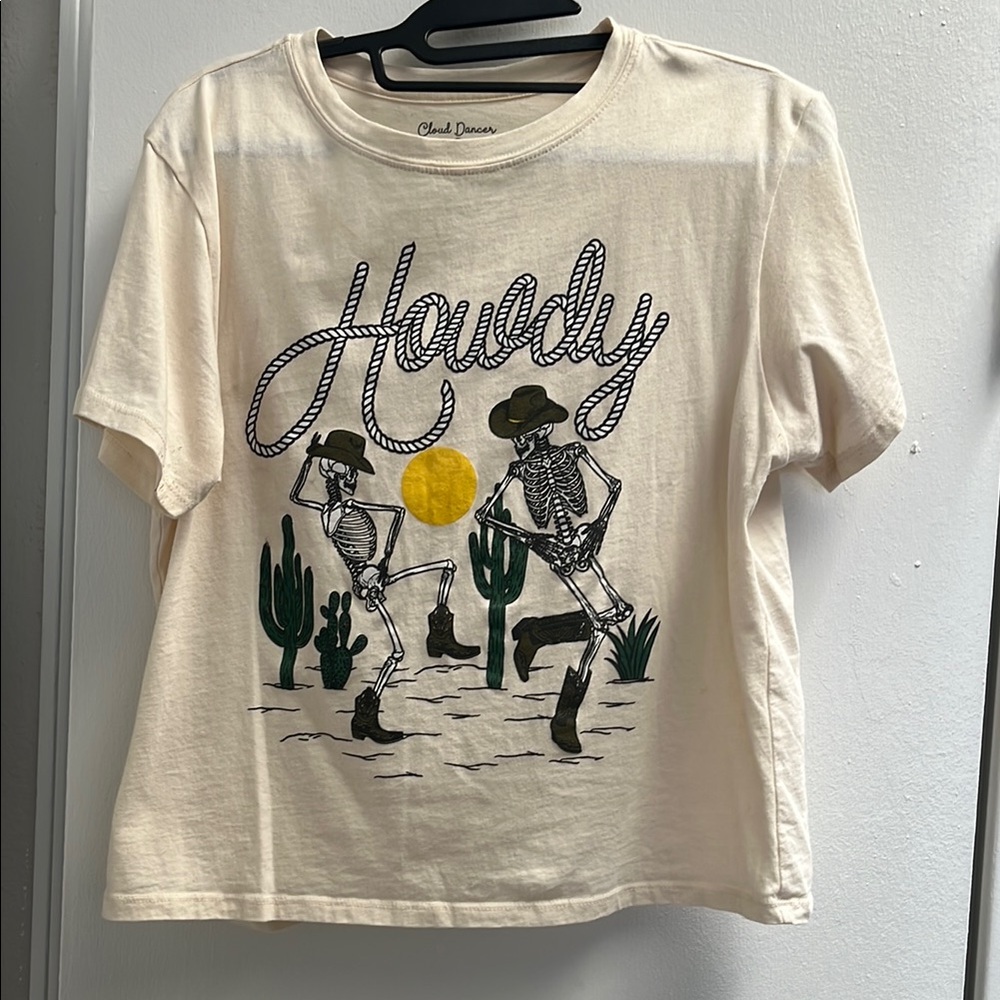Cream 'Howdy' Graphic Tee